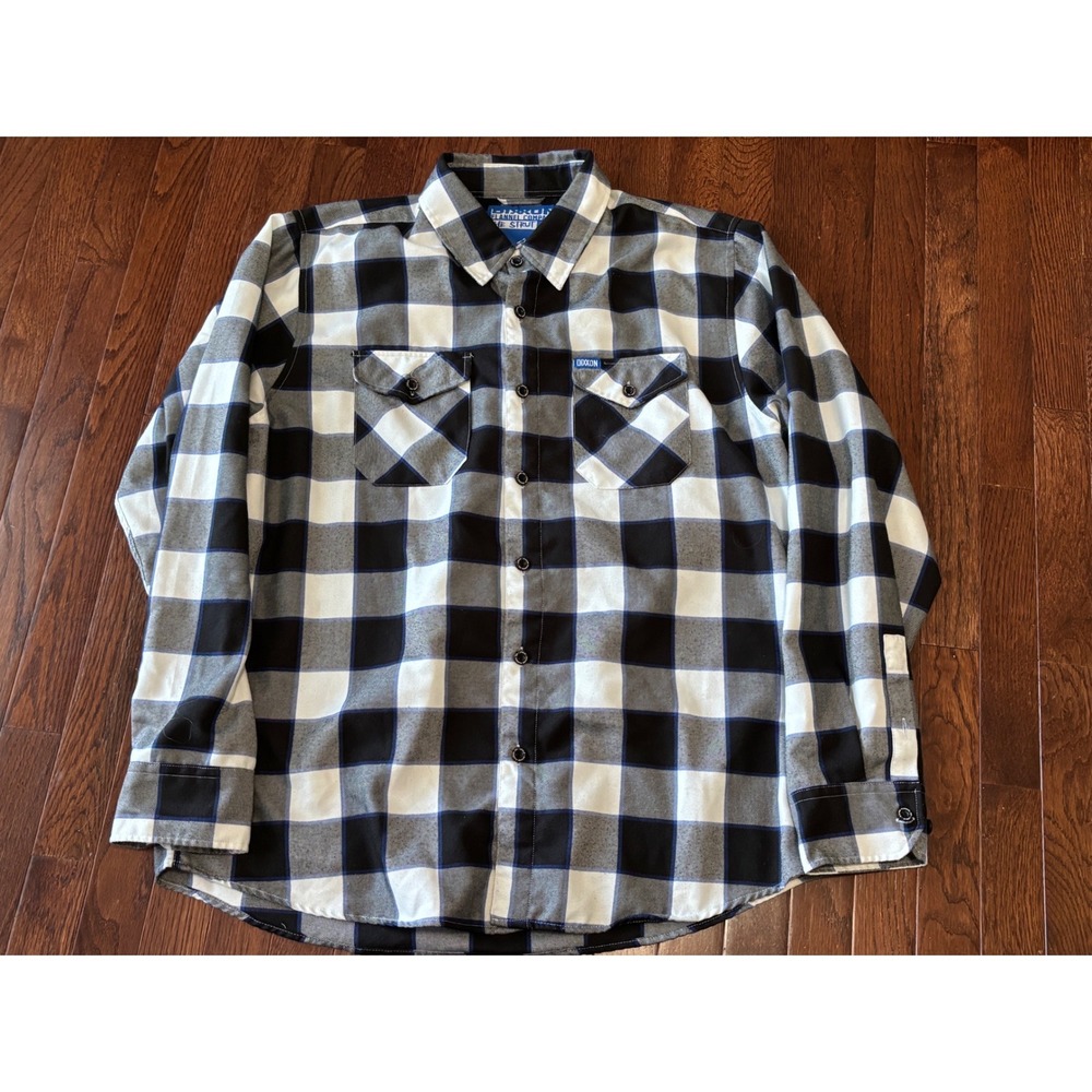 Dixxon Flannel Company The Strut Black White Grey Buffalo Check Shirt XL